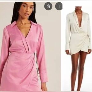 Abercrombie & Fitch Draped Satin Champagne Long sleeve mini dress women size S
